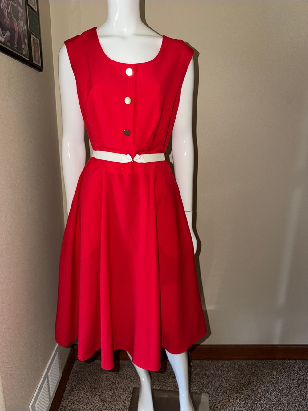 NWT, Sharagano, Sleeveless Red Fit-and-Flare, size 6